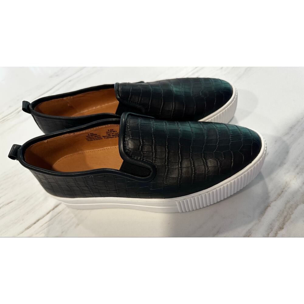 Halogen Black Croc Embossed Platform Slip-on Sneaker Women's 8.5 NWOT Classic!